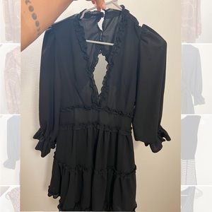 Witchy flowy fall black dress